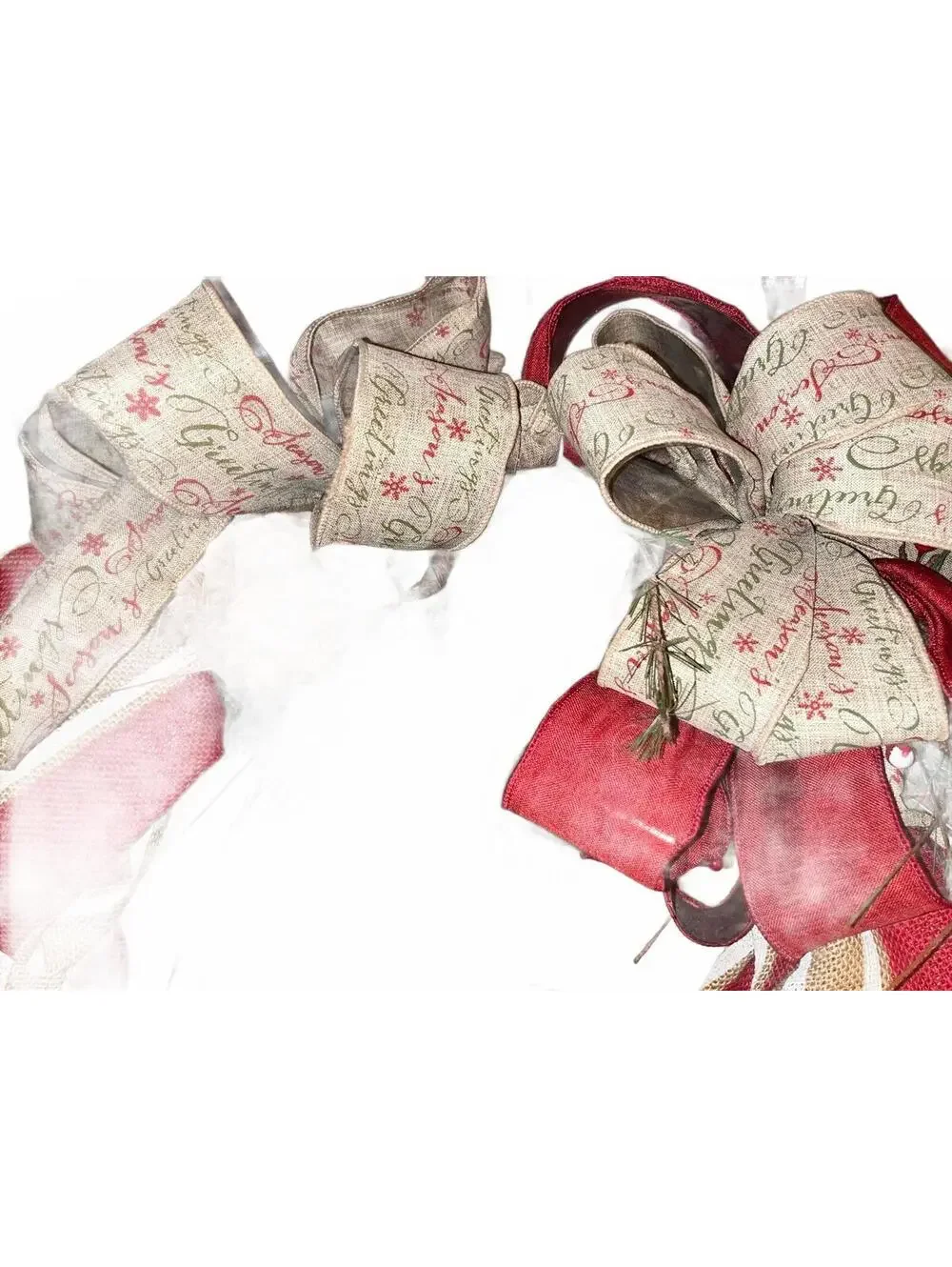 Elegant Red and Tan Holiday Wreath